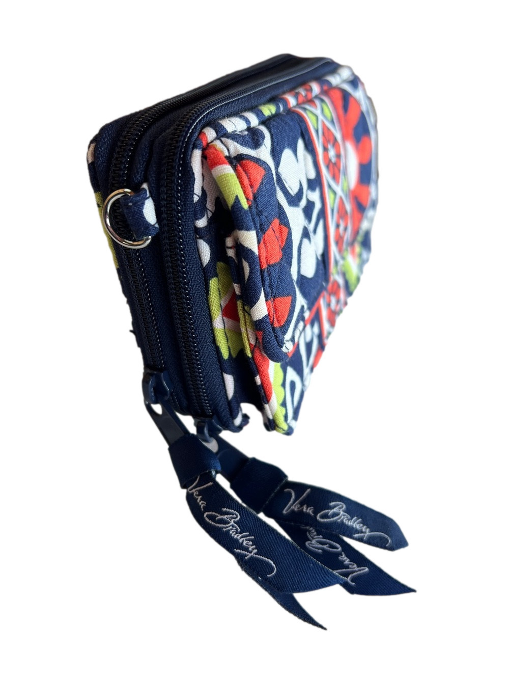 Vera Bradley Sun Valley Retired Navy Geometric Quilted Compact Wallet - Picture 3 of 9